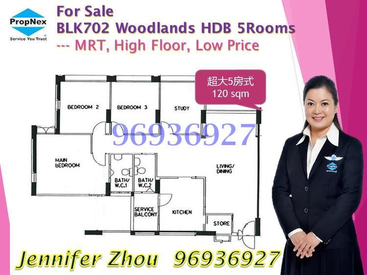 Blk 702 Woodlands Drive 40 (Woodlands), HDB 5 Rooms #138413762